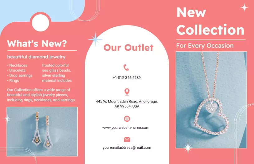 Colorful Elegant Jewelry Collection Customizable Brochure Template