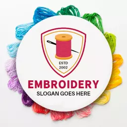 Colorful Embroidery Thread Circular Design for Custom Creations Logo Template
