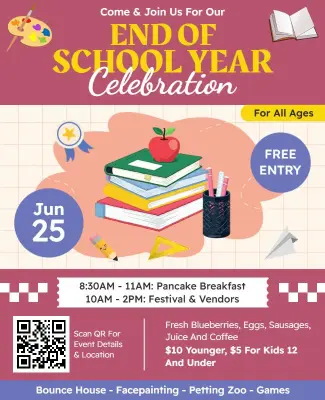 Colorful End of School Year Celebration Flyer Template