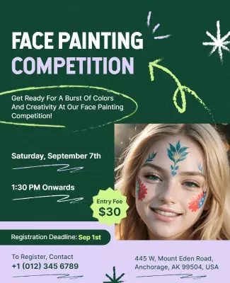 Colorful Face Painting Competition Event Flyer Template