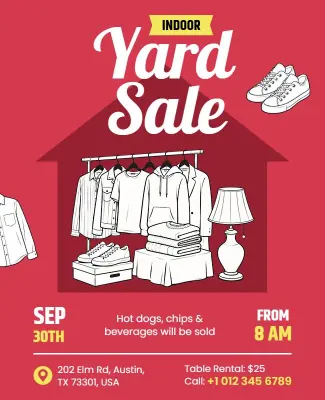 Colorful Family-Friendly Indoor Yard Sale Flyer Template