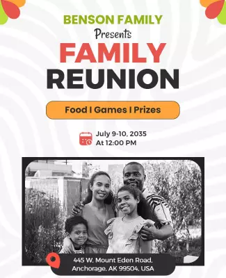 Colorful Family Reunion Outdoor Celebration Poster Template