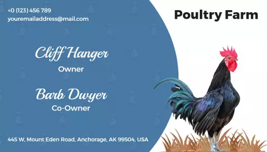 Colorful Farm Animal Themed Poultry Farm Business Card Template