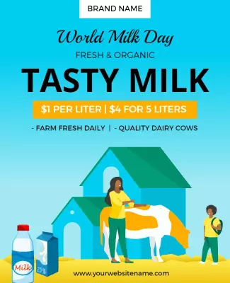 Colorful Farm Fresh Organic Milk Promotion Poster Template