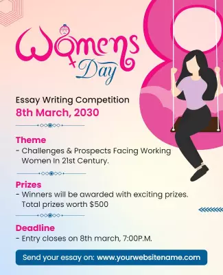 Colorful Feminine Women's Day Essay Competition Poster Template