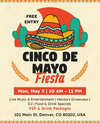 Colorful Festive Cinco de Mayo Fiesta Celebration Poster Template