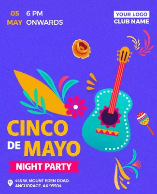 Colorful Festive Cinco de Mayo Night Party Poster Template