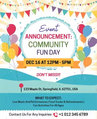 Colorful Festive Community Fun Day Event Announcement Poster Template