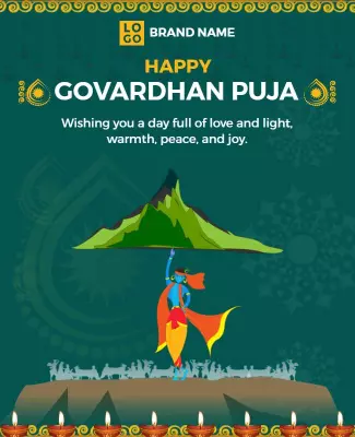 Colorful Festive Govardhan Puja Celebration Poster Template