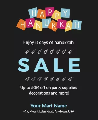 Colorful Festive Hanukkah Sale Announcement Poster Template