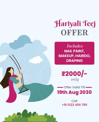 Colorful Festive Hariyali Teej Offer with Swinging Woman Poster Template