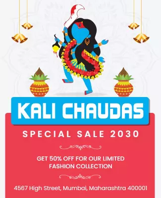 Colorful Festive Kali Chaudas Fashion Sale Poster Template