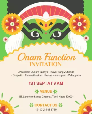 Colorful Festive Onam Celebration Invitation Poster Template