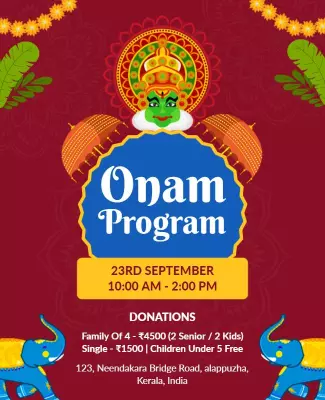 Colorful Festive Onam Celebration Program Poster Template