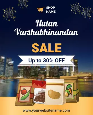 Colorful Festive Sale Announcement with Food Items Poster Template
