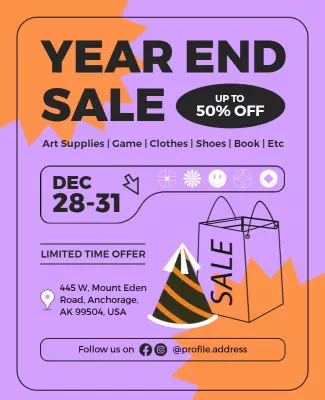 Colorful Festive Year End Sale Discount Poster Template