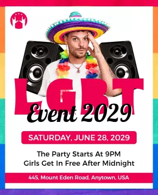 Colorful Fiesta LGBT Party Celebration Poster Template
