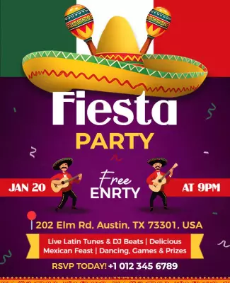 Colorful Fiesta Party with Musical Celebration Poster Template