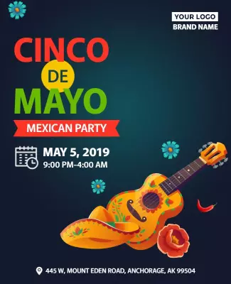 Colorful Fiesta Theme for Cinco de Mayo Celebration Poster Template