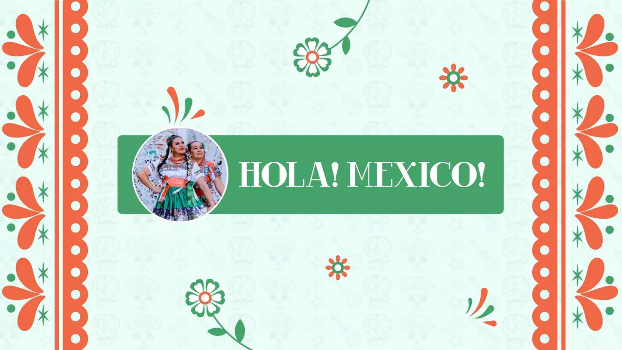 Colorful Floral Design Celebrating Mexican Culture YouTube Banner Template