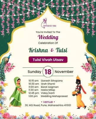 Colorful Floral Indian Wedding Invitation Poster Template