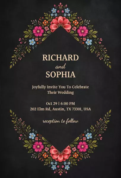 Colorful Floral Mexican Wedding Celebration Invitation Template