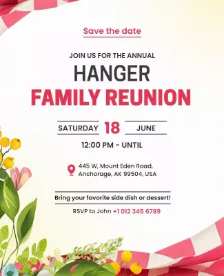 Colorful Floral Theme for Family Reunion Invitation Poster Template