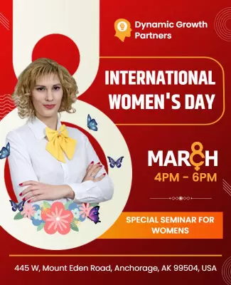 Colorful Floral Theme for International Women's Day Seminar Poster Template