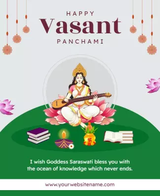 Colorful Floral Vasant Panchami Celebration Poster Template