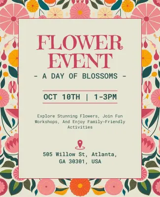 Vibrant Floral Design for Flower Event Flyer Template