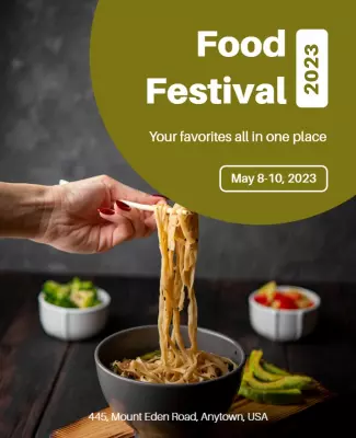 Colorful Food Festival Celebration with Noodles Poster Template