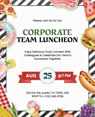 Colorful Food-Themed Corporate Team Luncheon Flyer Template
