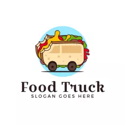 Colorful Food Truck Design with Tasty Ingredients Logo Template