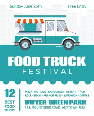 Colorful Food Truck Festival in Urban Park Poster Template