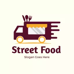 Colorful Food Truck Represents Vibrant Street Food Experience Logo Template