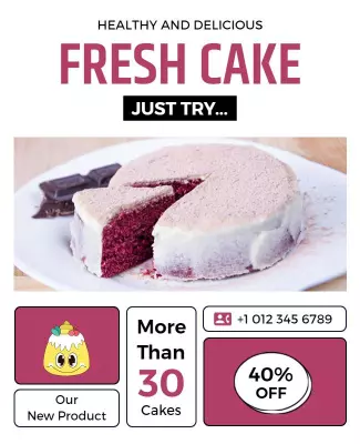 Colorful Fresh Cake Promotion with Discount Offer Poster Template