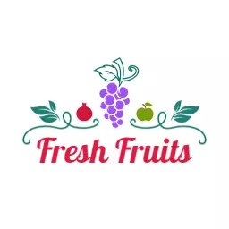 Colorful Fresh Grapes and Apples Representing Fruit Freshness Logo Template