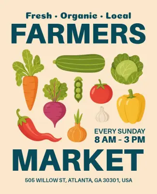 Colorful Fresh Produce Farmers Market Weekly Poster Template