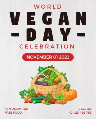 Colorful Fresh Produce Theme for Vegan Day Celebration Poster Template
