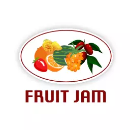 Colorful Fruit Arrangement Highlighting Fresh Fruit Jam Logo Template