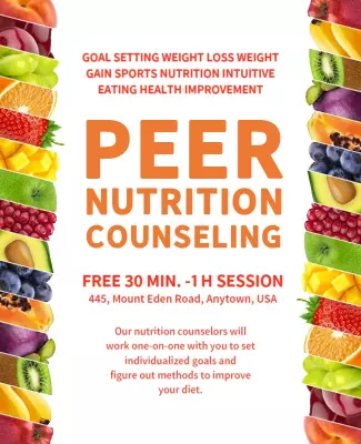 Colorful Fruit Border Nutrition Counseling Session Poster Template