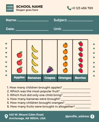 Colorful Fruit Comparison Data Collection Worksheet Poster Template