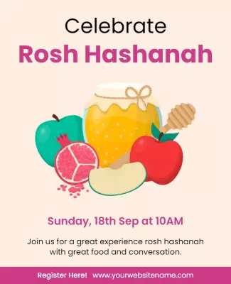 Colorful Fruit Theme for Rosh Hashanah Celebration Poster Template
