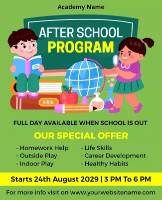 Colorful Fun After School Program Enrollment Poster Template