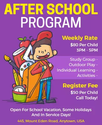 Colorful Fun After School Program Learning Activities Poster Template