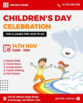 Colorful Fun Children's Day Celebration Activities Poster Template