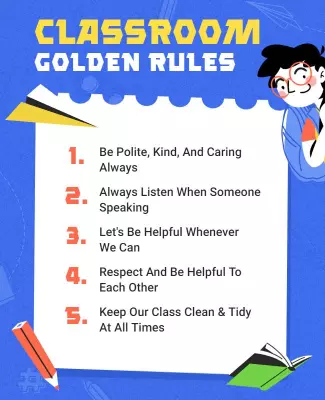Colorful Fun Classroom Rules Educational Poster Template