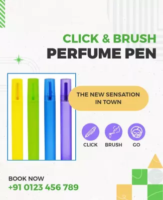 Colorful Fun Click and Brush Perfume Pen Promotion Poster Template
