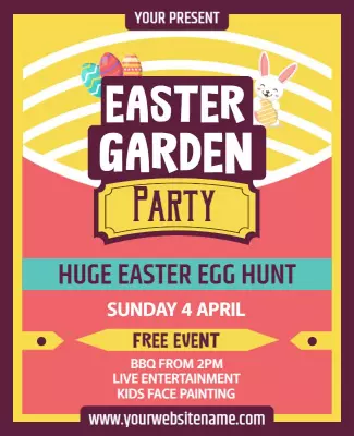 Colorful Fun Easter Garden Party Celebration Poster Template