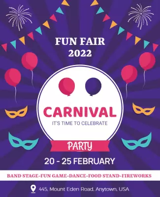 Colorful Fun Fair Carnival Celebration Party Poster Template